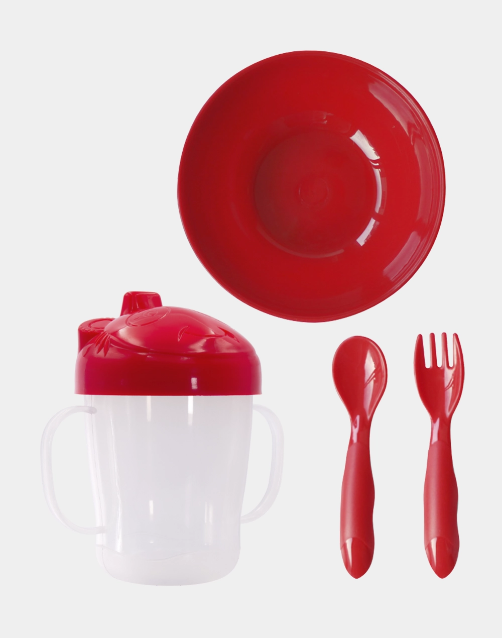 Baby Set de Plástico para Bebé con Vaso Válvula, Tazón y Cubiertos, Libre de BPA