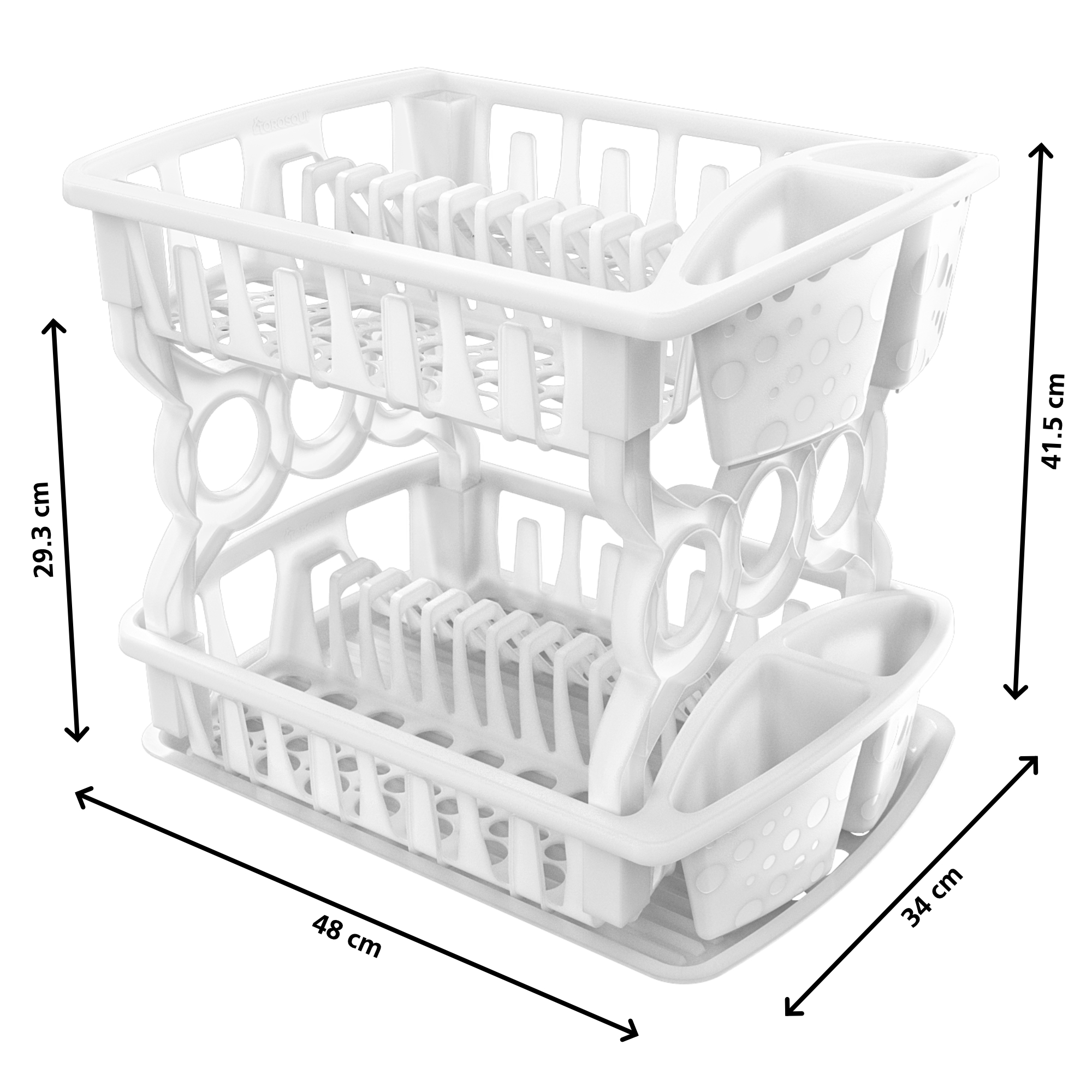 Escurridor de Trastes de Dos Pisos con Charola, Ahorra Espacio, Plástico Resistente | Torosqui - Image 9