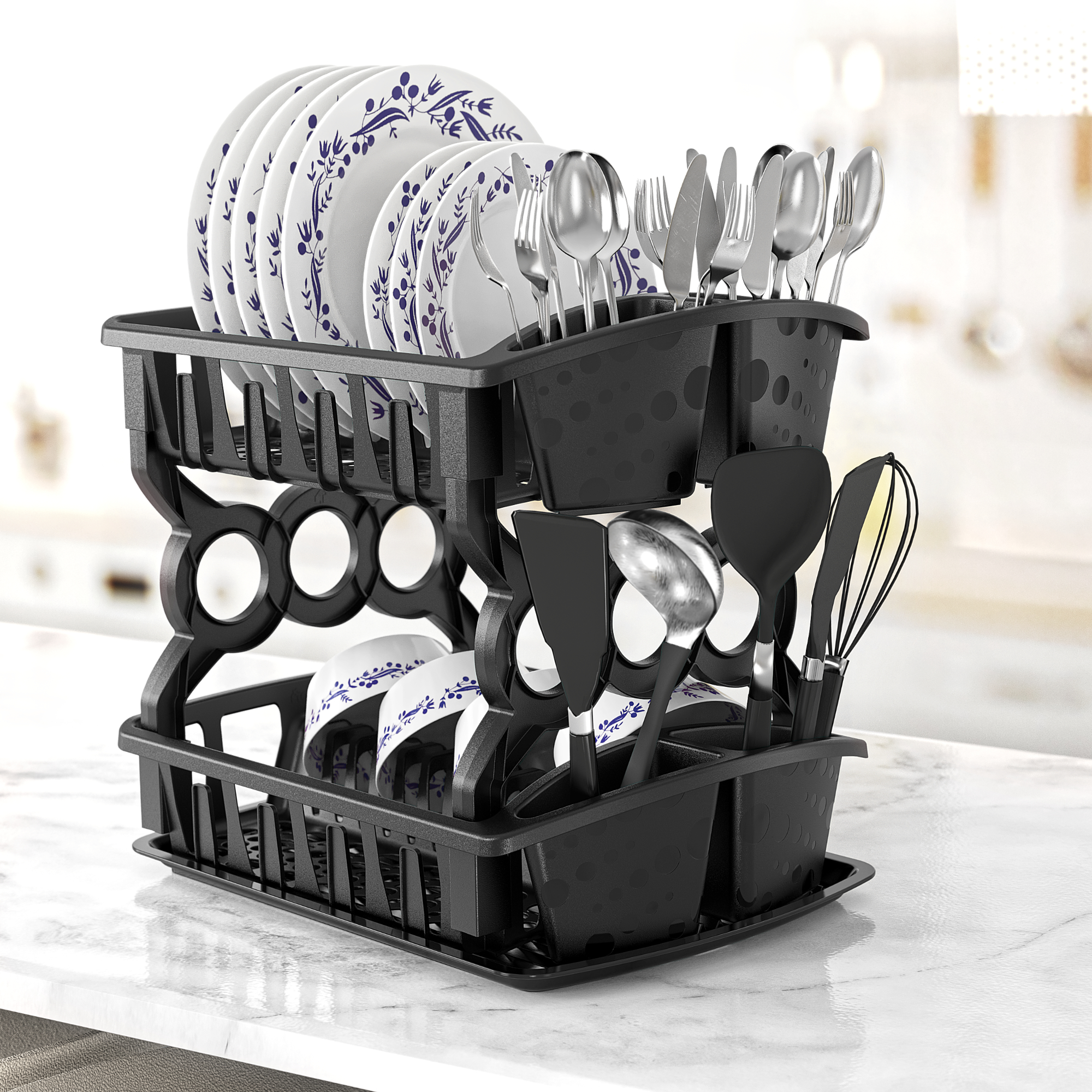 Escurridor de Trastes de Dos Pisos con Charola, Ahorra Espacio, Plástico Resistente | Torosqui - Image 10